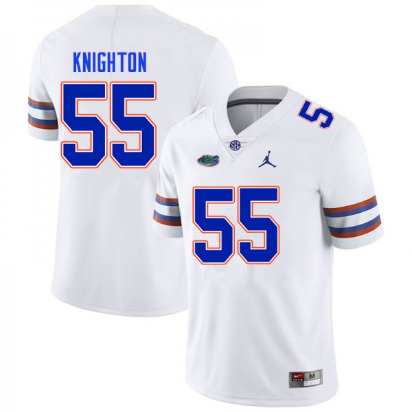 Men #55 Hayden Knighton Florida Gators College Football Jersey White
